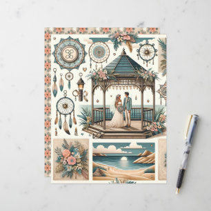 Lámina Papel de cuaderno de bodas de boho Beach