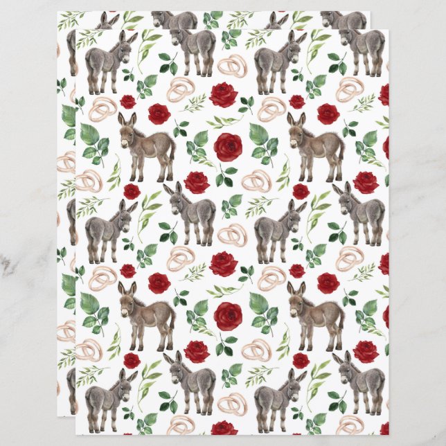 Lámina Papel de cuaderno de Bodas de burro en blanco (Anverso / Reverso)