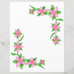 Lámina Papel de cuaderno de bonito con flores rosas