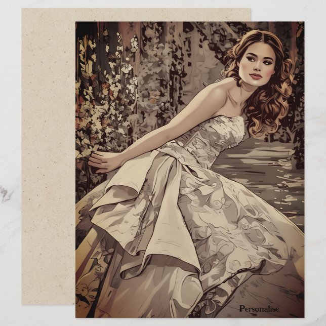 Lámina Papel de cuaderno de bonito floral (Anverso / Reverso)