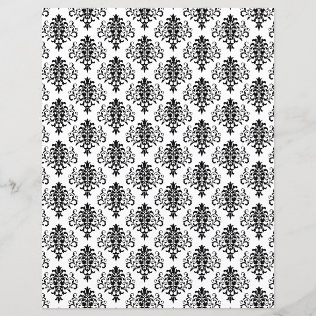 Lámina Papel de cuaderno de damasquetes en blanco y negro (Anverso)