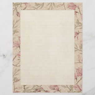 Lámina Papel de cuaderno de escritura floral en línea