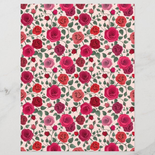 Lámina Papel de cuaderno de flor de Rosa (Anverso)