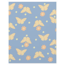 Papel de cuaderno de flor y mariposa