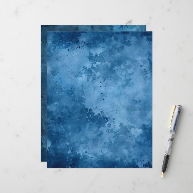 Lámina Papel de cuaderno de fondo azul de tinta con probl (Anverso/Reverso In Situ)