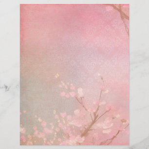 Lámina Papel de cuaderno de fragmentos de cerezo rosa Rub
