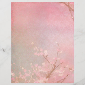 Lámina Papel de cuaderno de fragmentos de cerezo rosa Rub