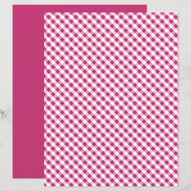 Lámina Papel de cuaderno de Gingham rojo (Anverso / Reverso)