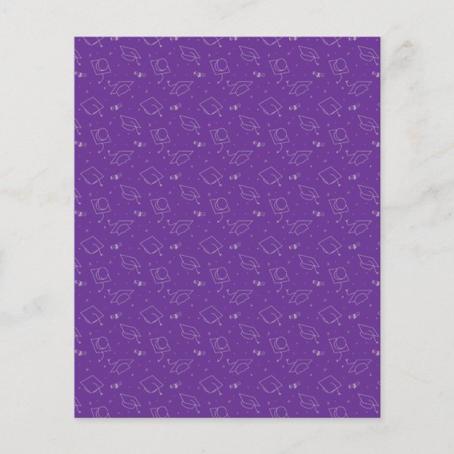 Lámina Papel de cuaderno de graduación morado y plateado (Anverso)