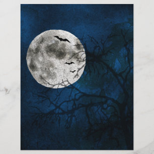 Lámina Papel de cuaderno de halloween Moon & Bats