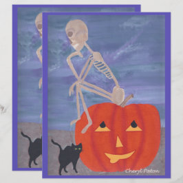 Lámina Papel de cuaderno de halloween para skeleton Think