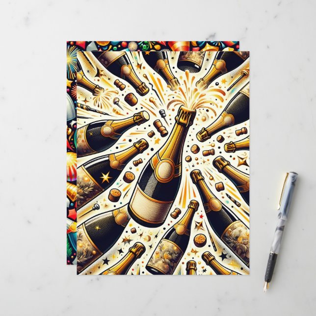 Lámina Papel de cuaderno de la celebración del Año Nuevo  (Anverso/Reverso In Situ)