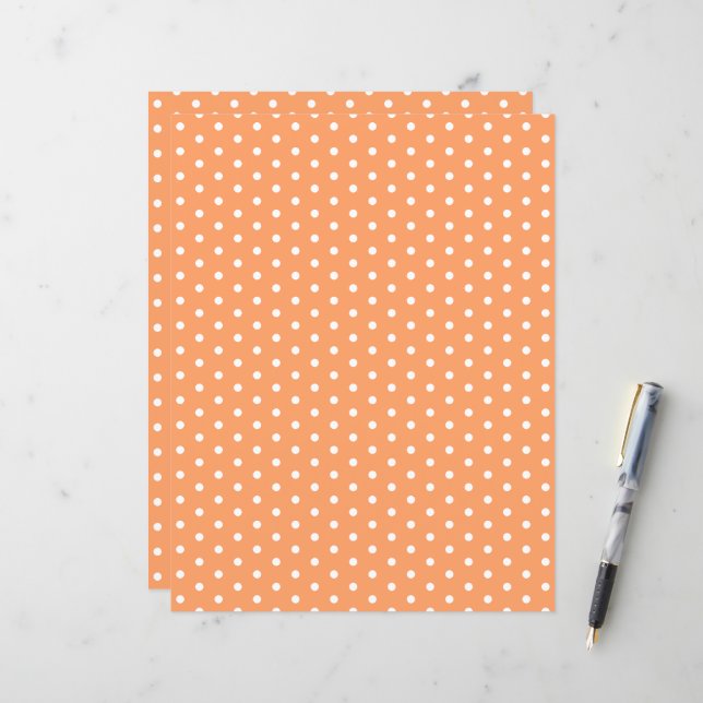 Lámina Papel de cuaderno de Naranja de  de puntos de polk (Anverso/Reverso In Situ)