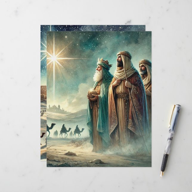 Lámina Papel de cuaderno de Natividad de tres sabios (Anverso/Reverso In Situ)