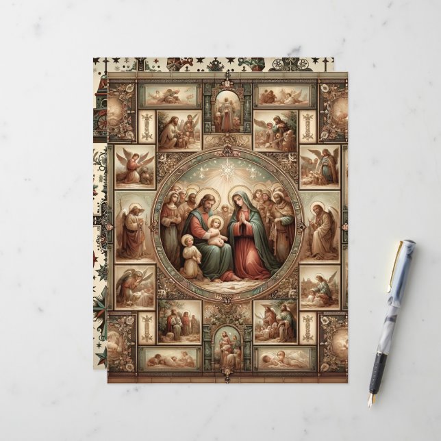 Lámina Papel de cuaderno de Navidades cristianos vintage (Anverso/Reverso In Situ)