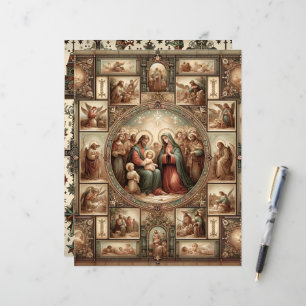 Lámina Papel de cuaderno de Navidades cristianos vintage