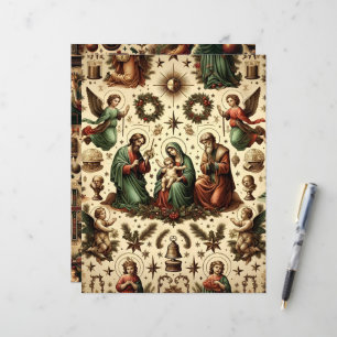 Lámina Papel de cuaderno de Navidades cristianos vintage