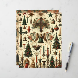 Lámina Papel de cuaderno de Navidades cristianos vintage