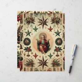 Lámina Papel de cuaderno de Navidades cristianos vintage