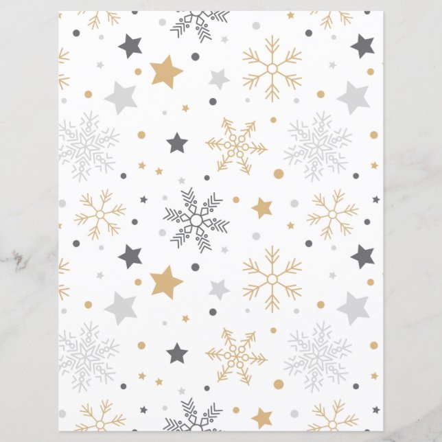 Lámina Papel de cuaderno de Navidades de copas de nieve (Anverso)