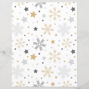 Lámina Papel de cuaderno de Navidades de copas de nieve