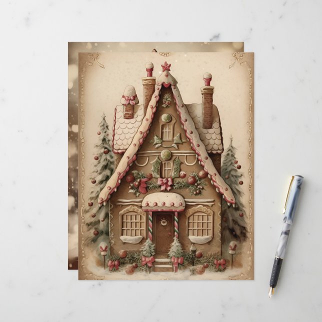 Lámina Papel de cuaderno de Navidades Gingerbread House (Anverso/Reverso In Situ)