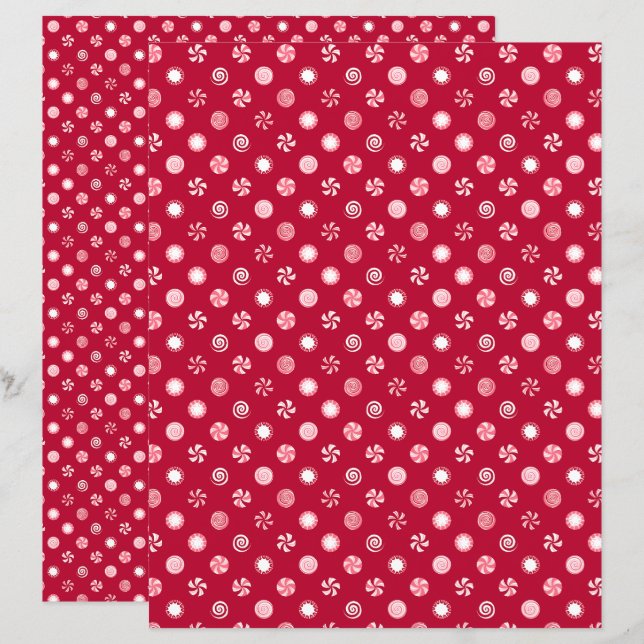 Lámina Papel de cuaderno de navidades Peppermint Candy (Anverso / Reverso)