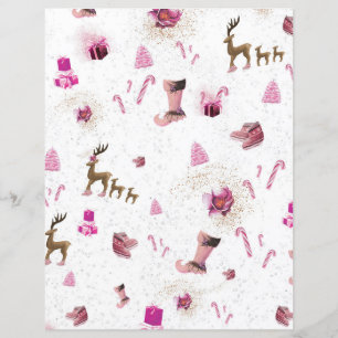 Lámina Papel de cuaderno de Navidades rosas amorosos