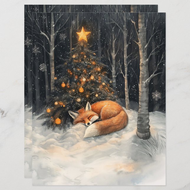 Lámina Papel de cuaderno de Navidades rusos de Fox Sleepi (Anverso / Reverso)