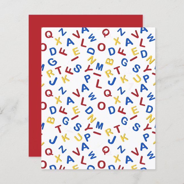 Lámina Papel de cuaderno de notas ABC azul amarillo rojo (Anverso / Reverso)