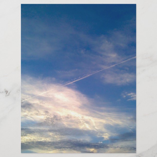 Lámina Papel de cuaderno de notas con el cielo azul y las (Anverso)