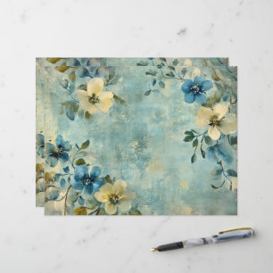 Lámina Papel de cuaderno de notas de pizarra floral blanc
