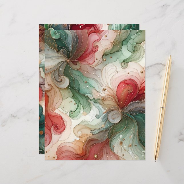 Lámina Papel de cuaderno de notas de tinta de alcohol roj (Anverso/Reverso In Situ)