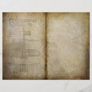 Lámina Papel de cuaderno de notas de vintage de Old Aircr