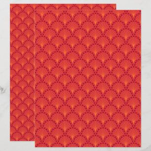 Lámina Papel de cuaderno de notas del patrón japonés rojo