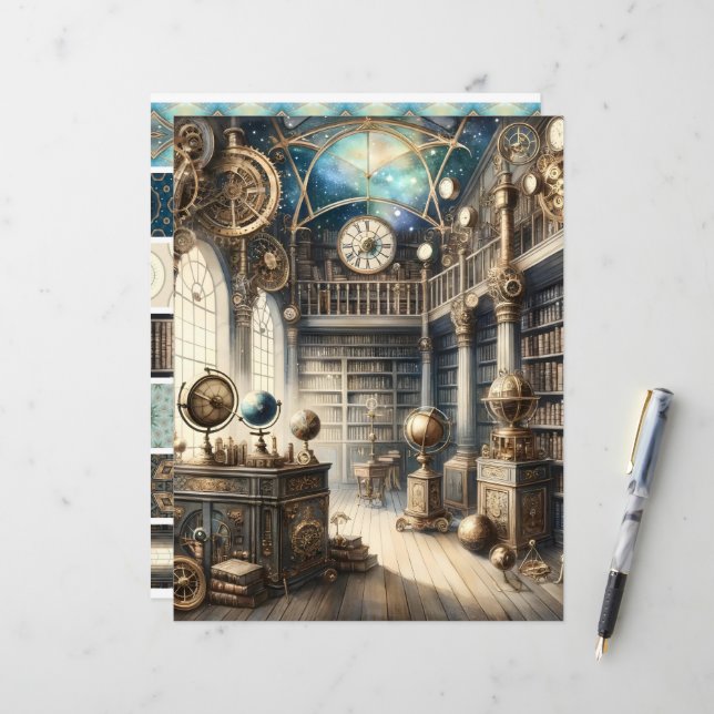 Lámina Papel de cuaderno de notas en la biblioteca Celest (Anverso/Reverso In Situ)