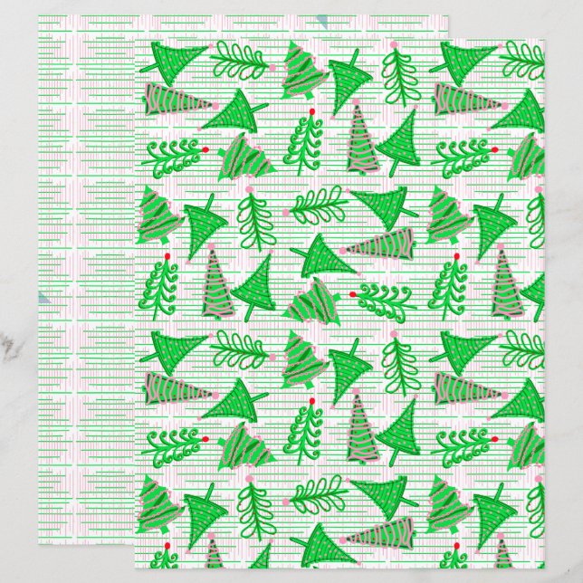 Lámina Papel de cuaderno de notas sobre árboles de Navida (Anverso / Reverso)