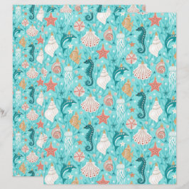 Lámina Papel de cuaderno de ornamentos de Navidad costero