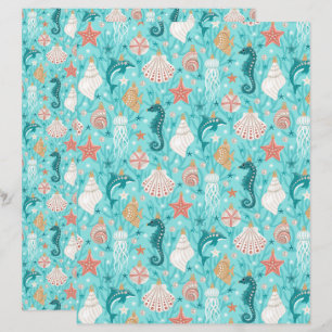 Lámina Papel de cuaderno de ornamentos de Navidad costero