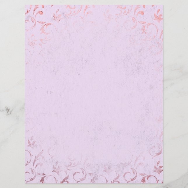 Lámina Papel de cuaderno de oro rosa y Rosa Shabby (Anverso)