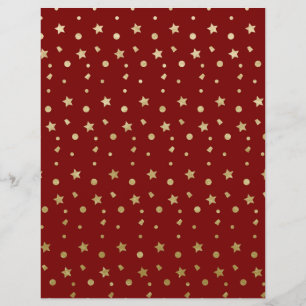 Lámina Papel de cuaderno de oro y Navidades rojos