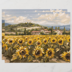 Lámina Papel de cuaderno de pintura de campo de girasol