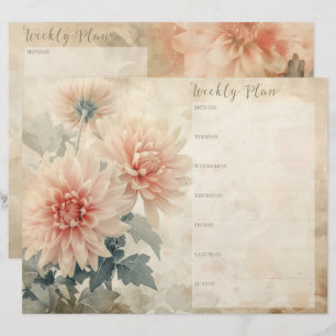Lámina Papel de cuaderno de planeamiento floral vintage s