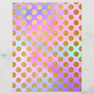 Lámina Papel de cuaderno de Purpurina de oro Polka Dots P