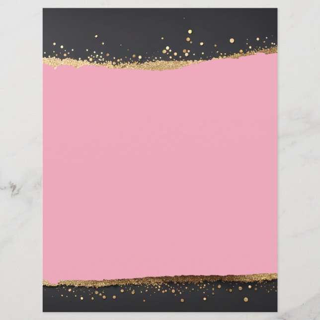 Lámina Papel de cuaderno de Purpurina rosa, negro y dorad (Anverso)