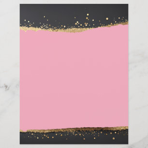 Lámina Papel de cuaderno de Purpurina rosa, negro y dorad