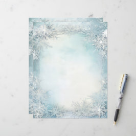 Lámina Papel de Cuaderno de Recortes Copo de Nieve Azul B