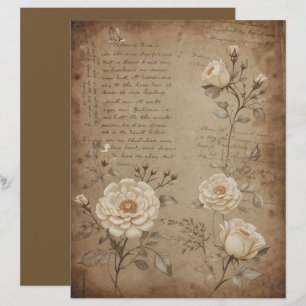 Lámina Papel de cuaderno de Recuerdos de Rosas de marfil 
