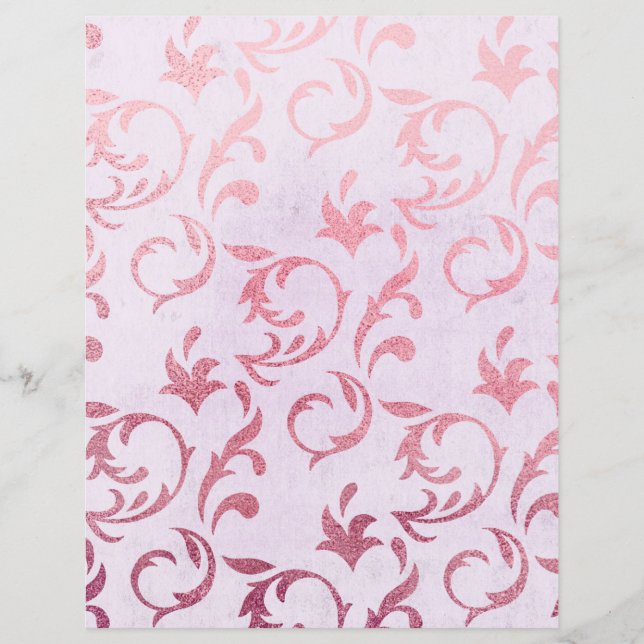 Lámina Papel de cuaderno de Rosa de Swirls Gold (Anverso)