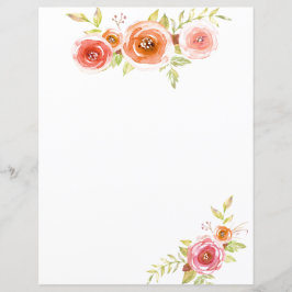 Lámina Papel de cuaderno de Rosas de Watercolor Cottage